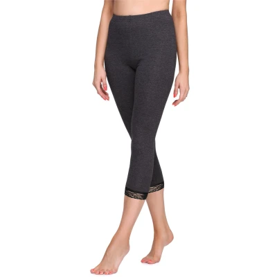 Afbeelding van Merry Style MS MS10 290 LE Dames Capri Leggings Sport Vrijetijdsbroek 3/4 Lengte met Kant Viscose Sporbroek Yogabroek Donker Gemêleerd L