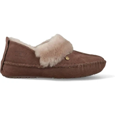 Afbeelding van Warmbat Australia Barrine BAR341064 Pantoffels, Dames, Maat: 36, Brown Veloursleer