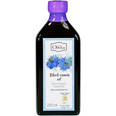 Afbeelding van Koudgeperste ruwe zwarte komijnolie 250ml OLVITA