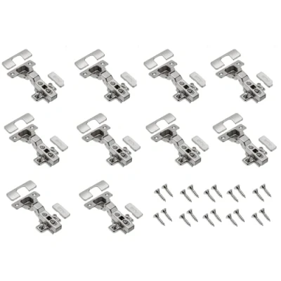 Afbeelding van GTV 10 x hydraulische scharnier ECHC, Twin met demping middenaanslag montageplaat H = 0 euroschroeven stil sluiten meubelscharnier potscharnier kastdeurscharnier