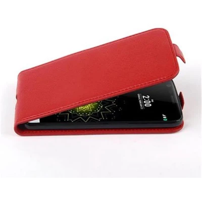 Afbeelding van Cadorabo Hoesje geschikt voor LG G5 in INFERNO ROOD Beschermhoes flip design Case Cover van getextureerd imitatieleer