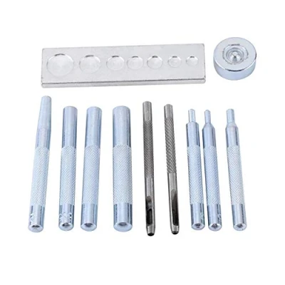 Afbeelding van 11 Stuks klinknagels klinknagels, installatie en perforator Kit handwerk gereedschap punch Snap klinknagel set met basis voor gat