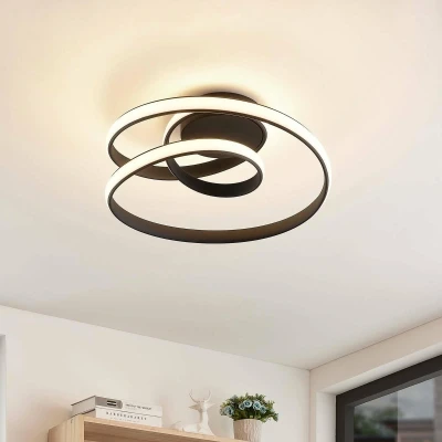 Afbeelding van Lucande LED plafondlamp met dimmer 1licht ijzer, aluminium, siliconen H: 21 cm zand Inclusief lichtbron