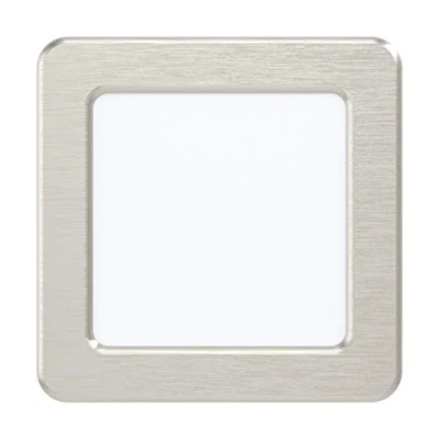 Afbeelding van Eglo LED inbouwspot Fueva 5, L x B 11,7 cm, spot van staal en een kunststof lichtoppervlak, inbouwarmatuur in mat nikkel, wit, vlakke inbouwspot, geringe inbouwdiepte 26 mm, warm wit