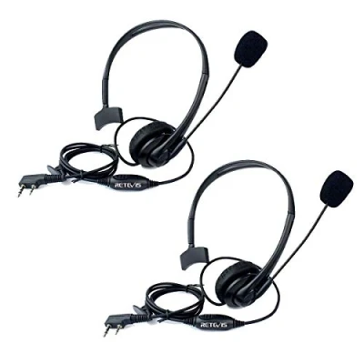 Afbeelding van Retevis Portofoon Headset 2 Pin Walkie Talkie Hoofdtelefoon met Microfoon PTT Verstelbare Oortelefoon Compatibel Radio RT24 RT21 RT22 RT27 RT5 RT7 Baofeng UV 5R BF 888S KENWOOD (2 Stuks)