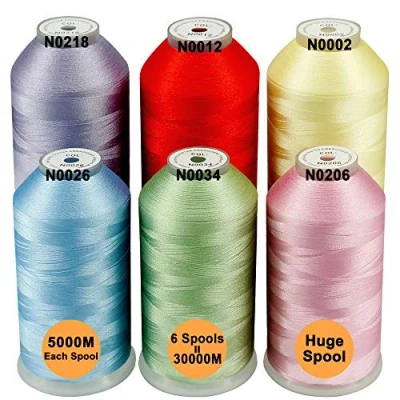 Afbeelding van New brothread Set van 6 Pastel Kleuren 1 Polyester Machine Borduurgaren Enorme Spoel 5000M voor Alle Borduurmachines