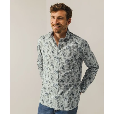 Afbeelding van State of Art Overhemd Allover Print Regular Fit Groen/dessin XL