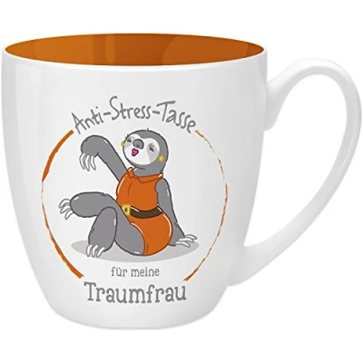Afbeelding van GRUSS &amp; CO Anti stress mok motief &quot;Traumfrau&quot; met spreuk, 45 cl, New Bone China cadeau voor u 45511