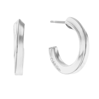 Afbeelding van Calvin Klein Polished SS Twist HOOP Oorbellen, Dames, Maat: One Size, Silver coloured