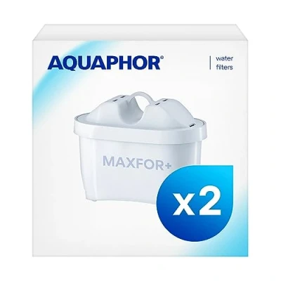 Afbeelding van AQUAPHOR Maxfor+ Filterpatroon, 2 stuks, filtert kalk en chloor, zware metalen andere stoffen, 200 liter helder water, met Aqualen technologie, voor beter eten drinken