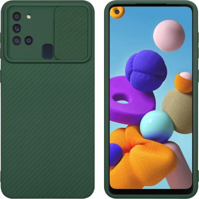 Afbeelding van Cadorabo Hoesje geschikt voor Samsung Galaxy A21s in Bonbon Groen Beschermhoes van flexibel TPU silicone Case Cover en met camerabescherming