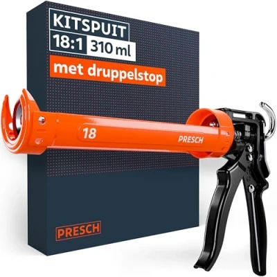 Afbeelding van Presch Kitspuit 18:1 overbrengingsverhouding &amp; druppelstop Kitpistool voor cartridges tot 310 ml (middelmatige viscositeit, montagekit) 360 draaibaar incl. geïntegreerde doorprikker