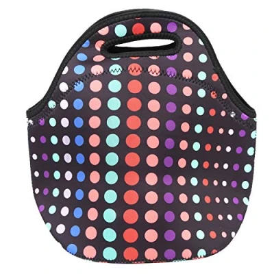 Afbeelding van lunchtas, lunchbox handtas geïsoleerde lunchtas thermische waterdichte neopreen voor picknick kamperen(Kleine kleurencirkel)