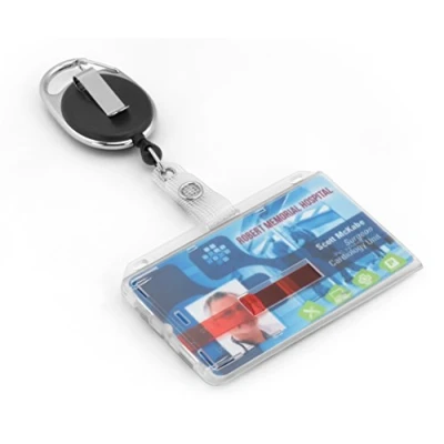 Afbeelding van BE HOLD Hard Plastic ID Kaarthouder, Pasjeshouder voor 1 of 2 kaarten, Met scheurvast koord, Karabijnhaak en riemclip bevestiging