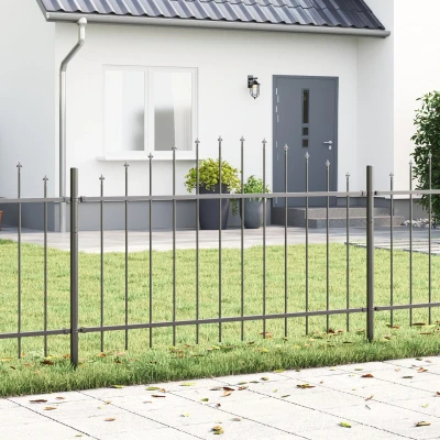 Afbeelding van vidaXL Fence Panel met Spike Boog Set van 2 Gepoedercoat Staal
