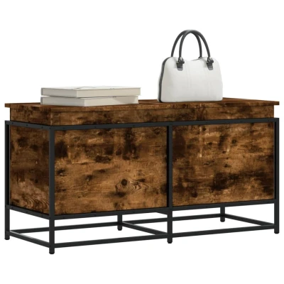 Afbeelding van vidaXL Opbergbox met deksel 100x40x51,5 cm bewerkt hout gerookt eiken