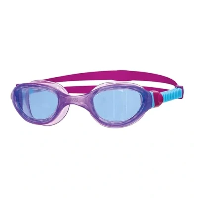 Afbeelding van Zoggs Phantom 2.0 kinderzwembril, UV bescherming zwembril, splitjuk mistvrije heldere zwembrillenzen, Quick Fit kinderbril 6 14 jaar, blauw/paars/blauw