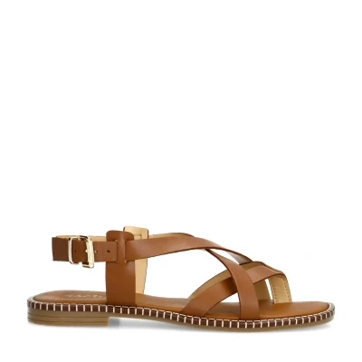 Afbeelding van Sacha Bruine Platte Sandalen (Maat 36, Leer)