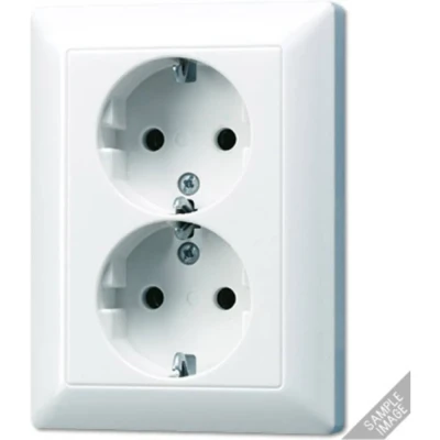 Afbeelding van Jung AS5020KIUWW Wandcontactdoos met randaarde Inzetstuk 2 voudig Alpine wit