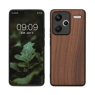 Afbeelding van kwmobile telefoonhoesje geschikt voor Xiaomi Redmi Note 13 Pro+ 5G / Pro Plus Hoesje met bumper in bruin Backcover hout