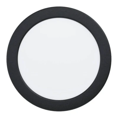 Afbeelding van EGLO LED inbouwspot Fueva 6, ronde inbouw lamp, plafond badkamer verlichting, spotje van zwart kunststoff, vlakke spot, warm wit koud wit, IP44, ∅ 16,6 cm
