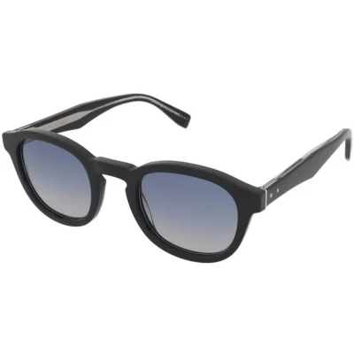 Afbeelding van Tommy Hilfiger Uomo TH 2031/S 807/UY Occhiali da sole Acetato Nero Blu Rotonda Normale Sfumato