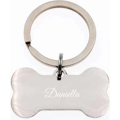 Afbeelding van Sleutelhanger Hondenbot Met Naam Gravering Daniella