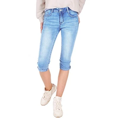 Afbeelding van Fraternel Dames Jeans Spijkerbroek Capri Knielengte Stretch Lichtblauw XXL / 44