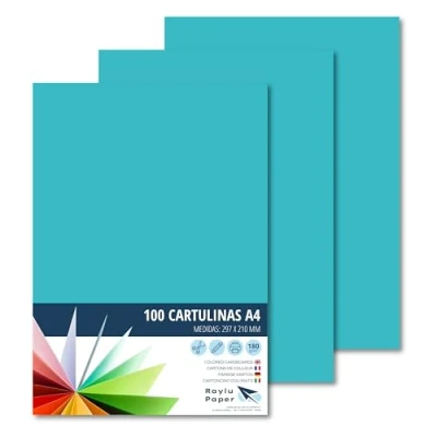 Afbeelding van Raylu Paper® A4 100 stuks turquoise 180 g 210 x 297 mm ideaal voor boekbinders, kantoorwerk, tekenen, knutselen, school geschikt (turquoise)
