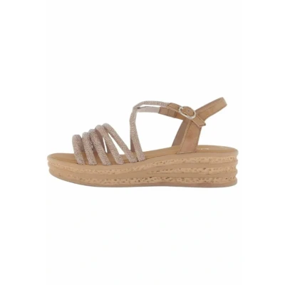 Afbeelding van Gabor Sandalen met sleehak Gold walnut, Dames, Maat: 39, walnut Imitatieleer/ textiel