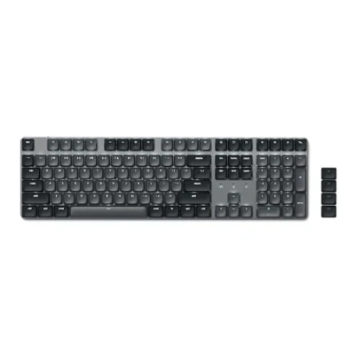 Afbeelding van SATECHI SM3 Mechanisch Toetsenbord, Full Size Toetsenbord met 108 Toetsen en Witte LED Verlicht, Bedraad Bluetooth voor Mac Windows Donkergrijs/Grijs (US Engels QWERTY)