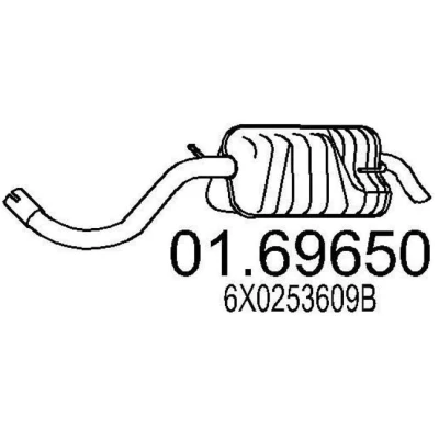 Afbeelding van MTS 01.69650 Einddemper 970mm VOLKSWAGEN: Lupo / 3L (6X1, 6E1) 1.4 16V 1998 2005