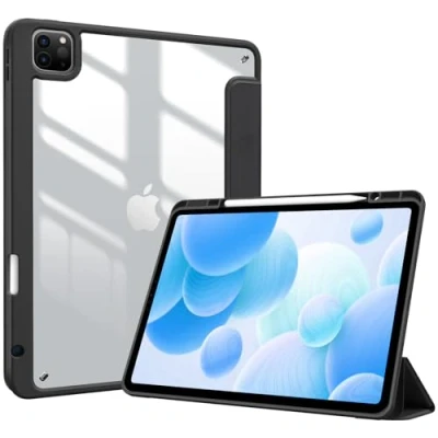 Afbeelding van ProCase Smart Case voor iPad Pro 12.9 hoesje 6e/5e/4e/3e generatie 2022/2021/2020/2018, transparante achterkant shell cover met ingebouwde potloodhouder, automatisch slapen/wakker 12,9