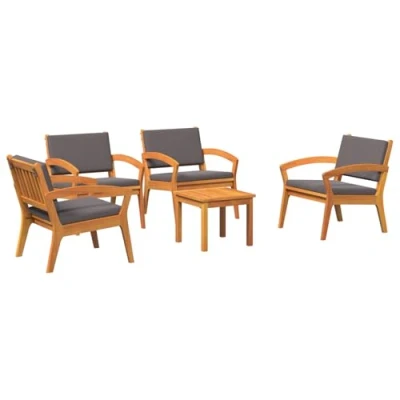 Afbeelding van vidaXL 5 delige bistro set met kussens Massief acaciahout