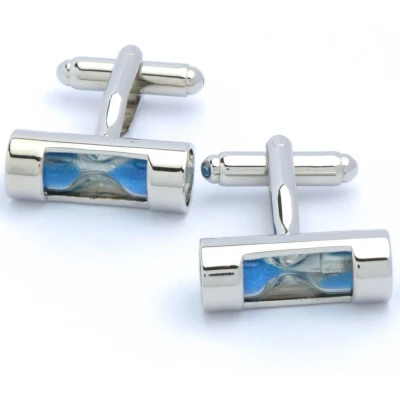 Afbeelding van Manchetknopen Zandloper met Glas Blauw