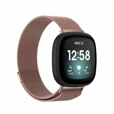 Afbeelding van Fitbit Versa 3/4 &amp; Sense 1/2 milanese bandje Large Rosé goud