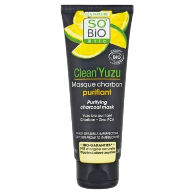 Afbeelding van Zuiverend Houtskool Gezichtsmasker met Yuzu 75 ml So&#039;Bio