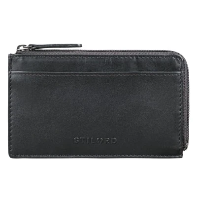 Afbeelding van STILORD &#039;Ano&#039; 3 in 1 Lederen Sleuteletui Mini Portemonnee en Kaart Etui Vintage Sleutel Tas Sleuteltasje met Geschenkverpakking Echt leder, Kleur:zwart