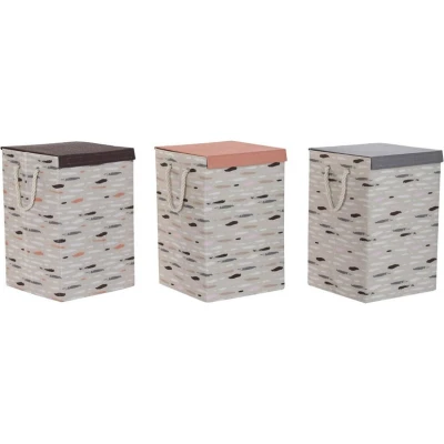 Afbeelding van Wasmand DKD Home Decor Met deksel 36 x 55 cm Grijs Oranje (3 Stuks)