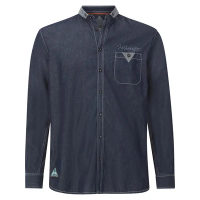 Afbeelding van Jan Vanderstorm denim casual overhemd blauw