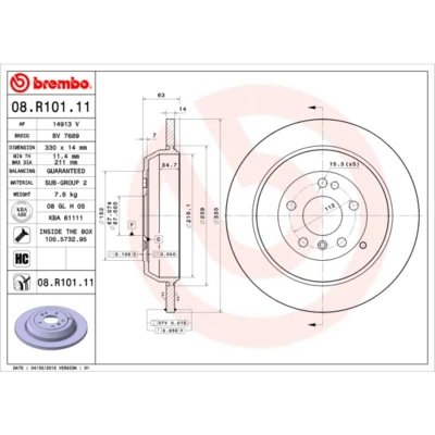 Afbeelding van Brembo Remschijf 08.R101.11