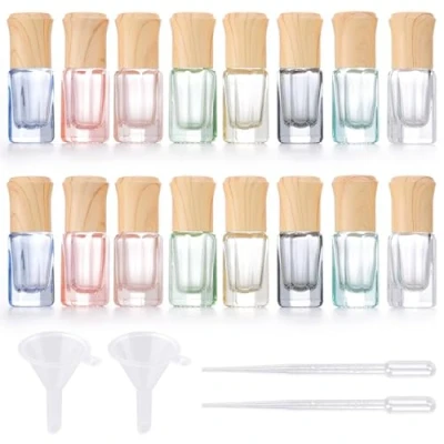 Afbeelding van Rolflessen voor etherische oliën, 16 stuks, glazen rollerflessen, leeg, 6 ml, met roestvrijstalen rollerballen, navulbare roll on multicolor flessen olie, aromatherapie, parfum