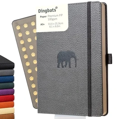 Afbeelding van Dingbats* Wildlife A5 Notitieboek Grey Elephant Raster A5+ / Squared
