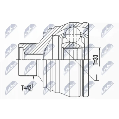 Afbeelding van Homokineet reparatie set, aandrijfas NTY NPZ AU 057