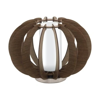 Afbeelding van EGLO Stellato 3 Tafellamp 1 Lichts Ø300mm. Nikkel Mat Bruin, Wit