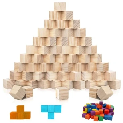 Afbeelding van ZHMKYD13 Houten Kubussen, 500 Stuks 1 x Cm Natuurlijke Onafgewerkte Blokken Kleine Kubussen Blokjes Voor Diy, Stempels, Kunst En Hobby, Puzzles, Nummers
