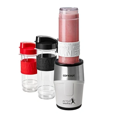Afbeelding van CONCEPT Hausgeräte sm3380 Smoothie Maker &quot;Active Smoothie&quot; met 3 drinkflessen, 500 W, wit