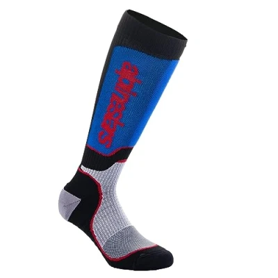 Afbeelding van Alpinestars 2024 MX Plus Jeugd Crosssokken Zwart / Wit Blauw maat M/L