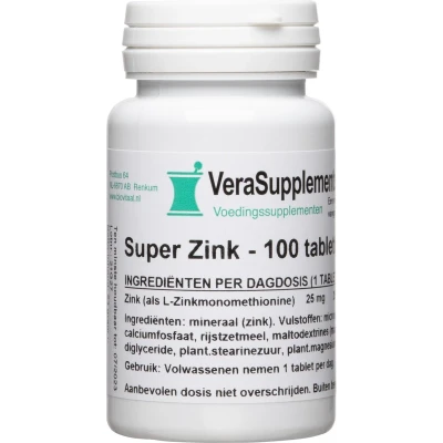 Afbeelding van VeraSupplements Super Zink Tabletten 100TB