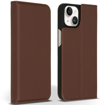 Afbeelding van Apple iPhone 14 Hoesje Echt leder Accezz Bookcase Bruin Telefoonhoesje